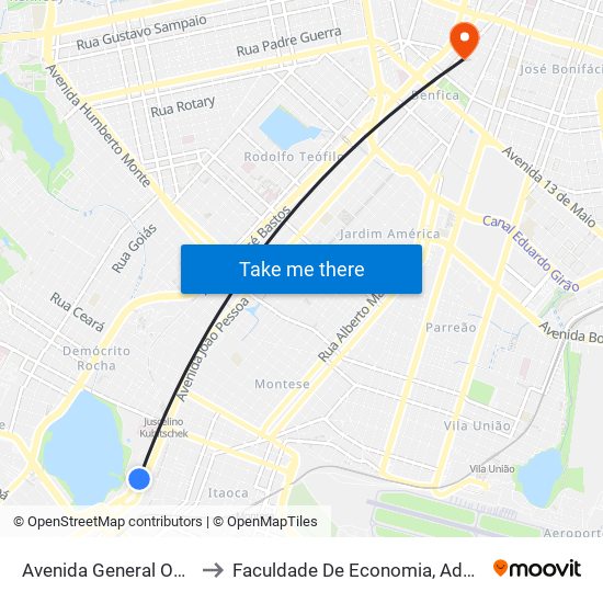 Avenida General Osório De Paiva, 8 - Parangaba to Faculdade De Economia, Administração, Atuária, Contabilidade Da Ufc map