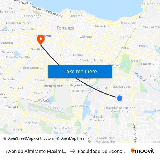 Avenida Almirante Maximiano Da Fonseca | Hospital Unimed Sul - Luciano Cavalcante to Faculdade De Economia, Administração, Atuária, Contabilidade Da Ufc map