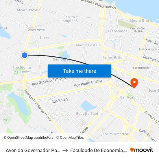 Avenida Governador Parsifal Barroso | Assaí - Presidente Kennedy to Faculdade De Economia, Administração, Atuária, Contabilidade Da Ufc map