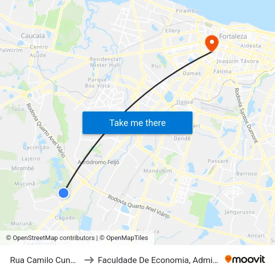 Rua Camilo Cunha Pereira, 26 - Jaçanaú to Faculdade De Economia, Administração, Atuária, Contabilidade Da Ufc map