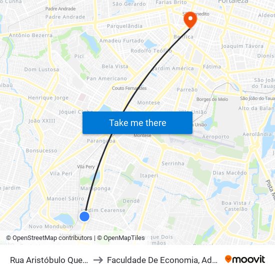 Rua Aristóbulo Quevedo | Atacadão - Maraponga to Faculdade De Economia, Administração, Atuária, Contabilidade Da Ufc map