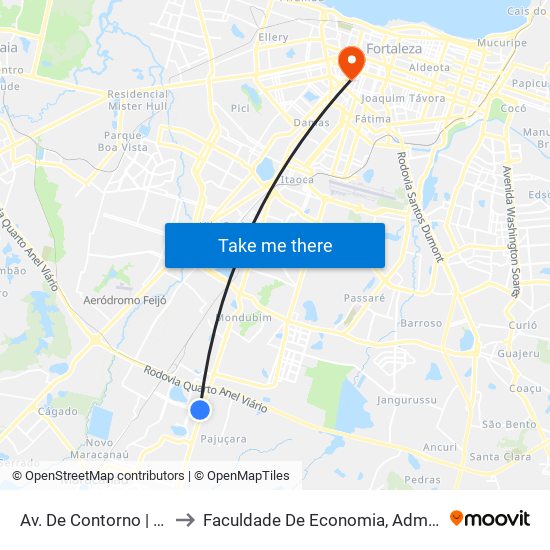 Av. De Contorno | Assaí - Distrito Industrial I to Faculdade De Economia, Administração, Atuária, Contabilidade Da Ufc map