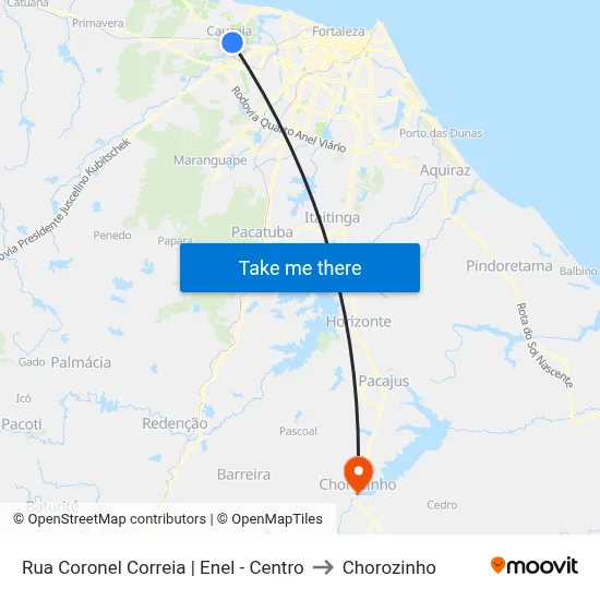Rua Coronel Correia | Enel - Centro to Chorozinho map