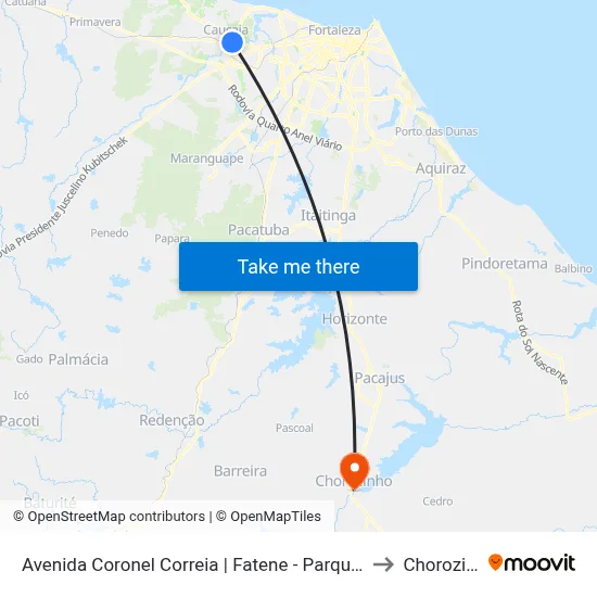 Avenida Coronel Correia | Fatene - Parque Soledade to Chorozinho map