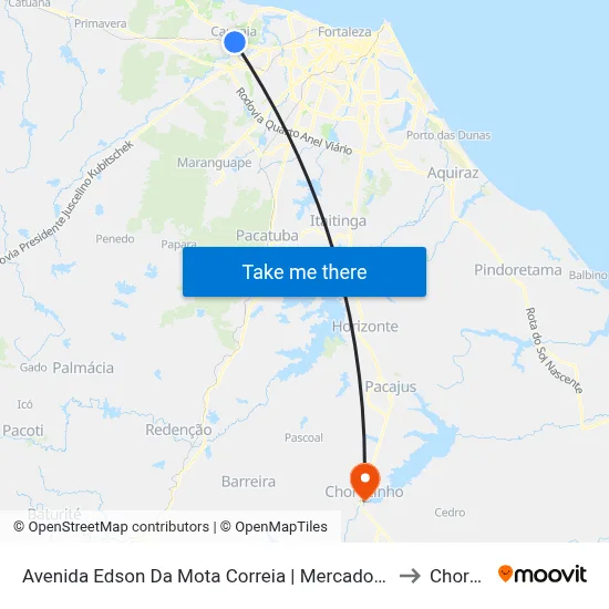 Avenida Edson Da Mota Correia | Mercado Público De Caucaia - Centro to Chorozinho map