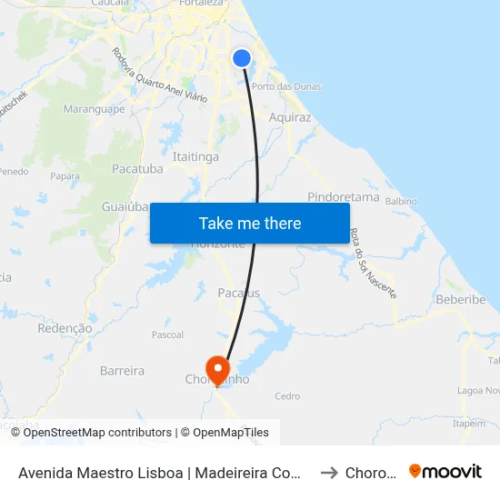 Avenida Maestro Lisboa | Madeireira Compasso - Sapiranga to Chorozinho map