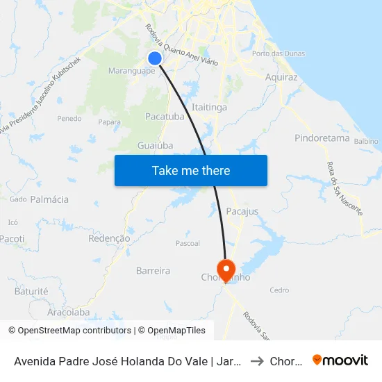 Avenida Padre José Holanda Do Vale | Jardins Da Serra - Luzardo Viana to Chorozinho map