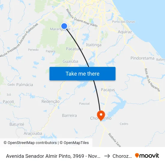 Avenida Senador Almir Pinto, 3969 - Novo Maranguape to Chorozinho map