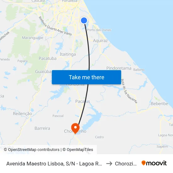 Avenida Maestro Lisboa, S/N - Lagoa Redonda to Chorozinho map
