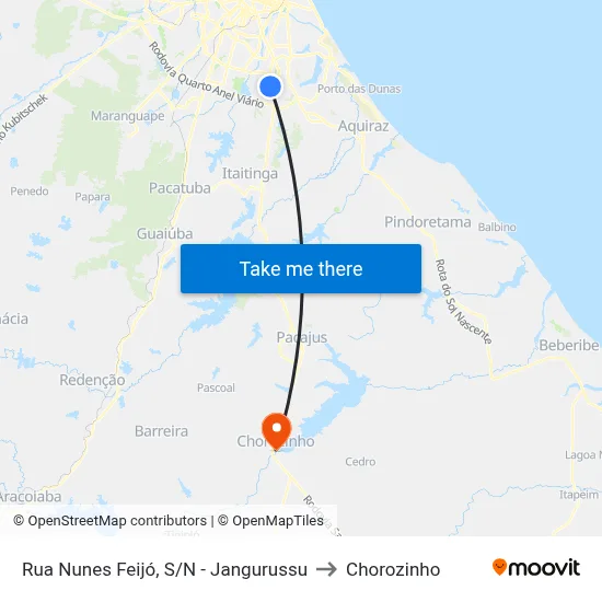 Rua Nunes Feijó, S/N - Jangurussu to Chorozinho map