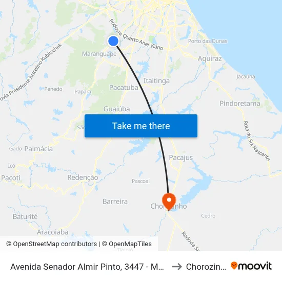 Avenida Senador Almir Pinto, 3447 - Mucunã to Chorozinho map