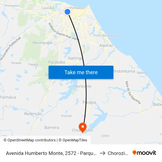 Avenida Humberto Monte, 2572 - Parquelândia to Chorozinho map
