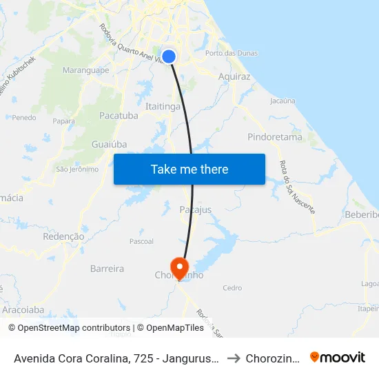Avenida Cora Coralina, 725 - Jangurussu to Chorozinho map