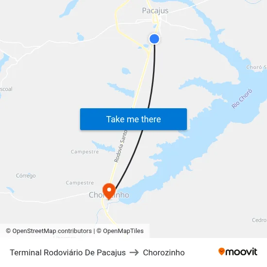 Terminal Rodoviário De Pacajus to Chorozinho map
