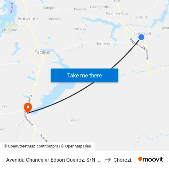 Avenida Chanceler Edson Queiroz, S/N - Cascavel to Chorozinho map