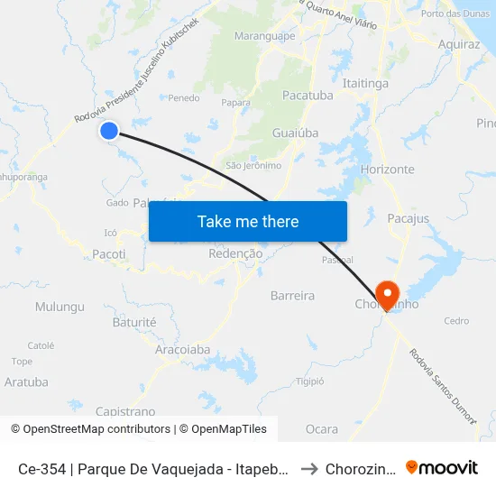 Ce-354 | Parque De Vaquejada - Itapebussu to Chorozinho map