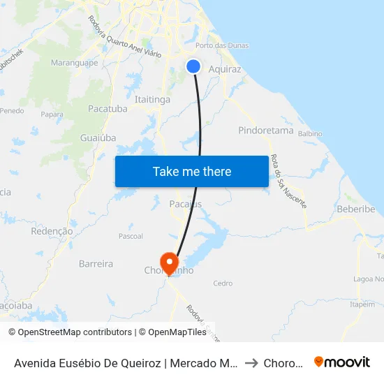 Avenida Eusébio De Queiroz | Mercado Municipal - Centro to Chorozinho map