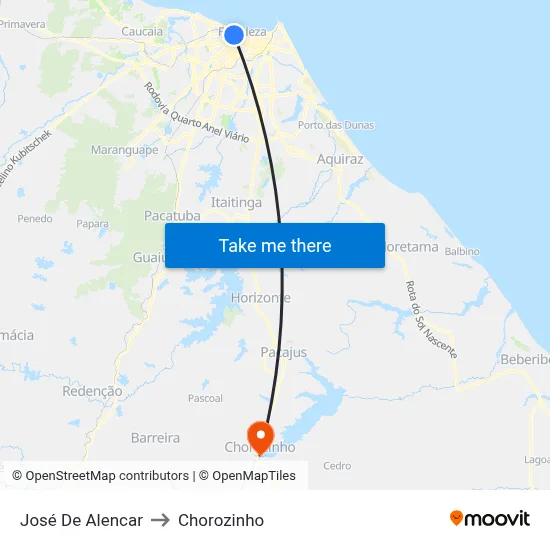 José De Alencar to Chorozinho map