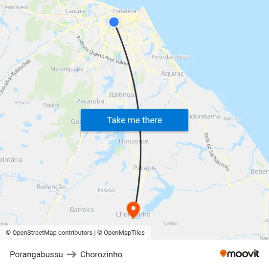 Porangabussu to Chorozinho map