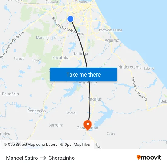 Manoel Sátiro to Chorozinho map