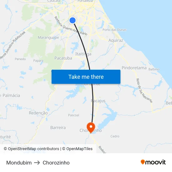 Mondubim to Chorozinho map