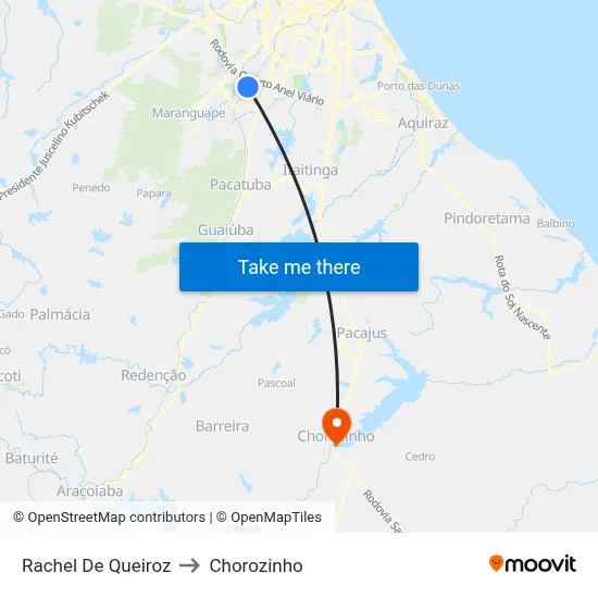 Rachel De Queiroz to Chorozinho map
