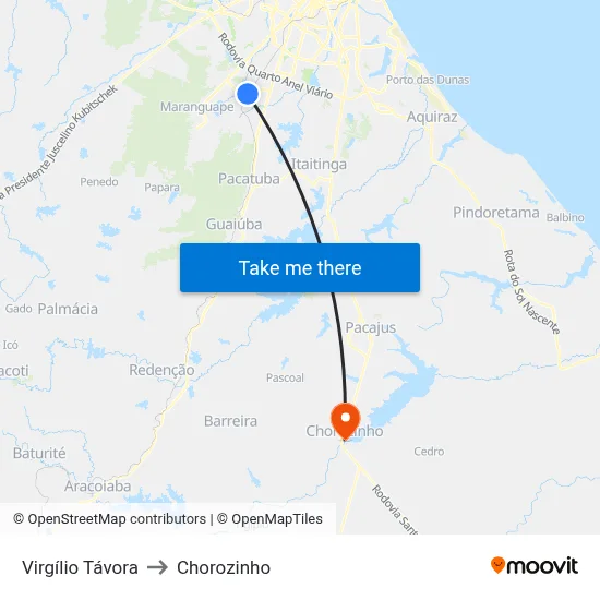 Virgílio Távora to Chorozinho map