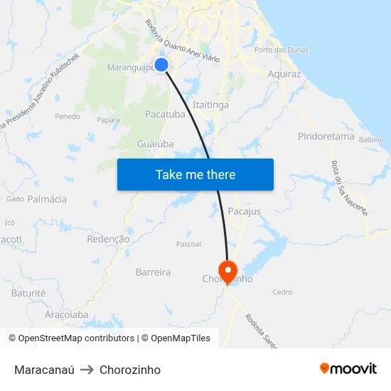 Maracanaú to Chorozinho map