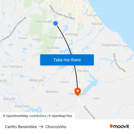 Carlito Benevides to Chorozinho map