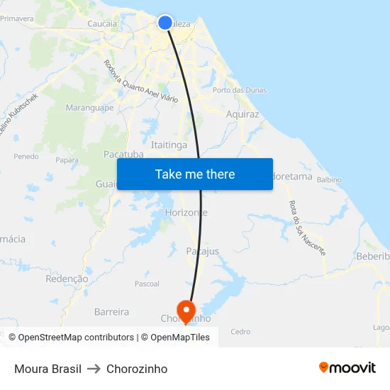 Moura Brasil to Chorozinho map