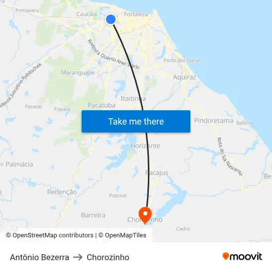 Antônio Bezerra to Chorozinho map
