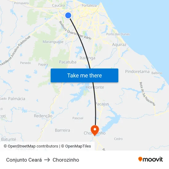 Conjunto Ceará to Chorozinho map