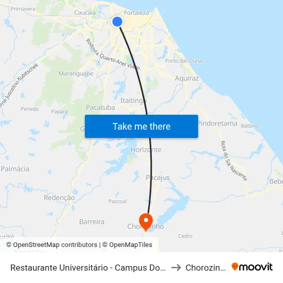 Restaurante Universitário - Campus Do Pici to Chorozinho map