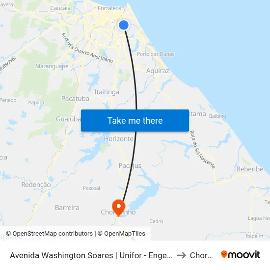 Avenida Washington Soares | Unifor - Engenheiro Luciano Cavalcante to Chorozinho map