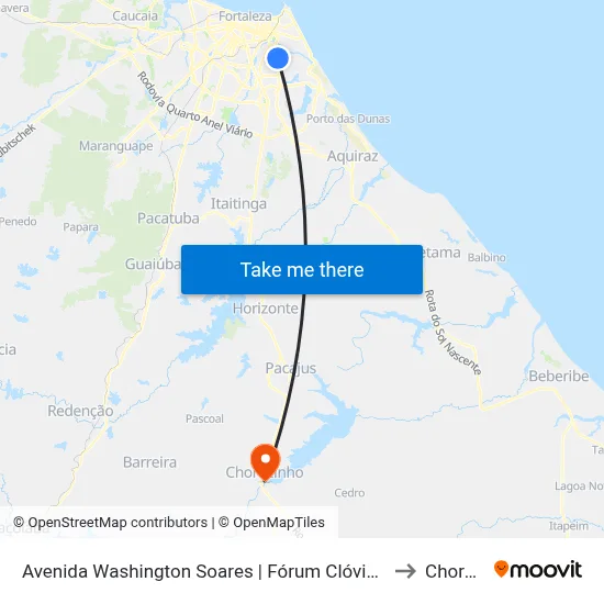 Avenida Washington Soares | Fórum Clóvis Beviláqua - Edson Queiroz to Chorozinho map