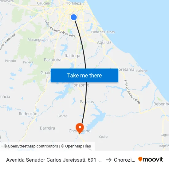 Avenida Senador Carlos Jereissati, 691 - Aeroporto to Chorozinho map