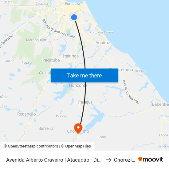 Avenida Alberto Craveiro | Atacadão - Dias Macedo to Chorozinho map