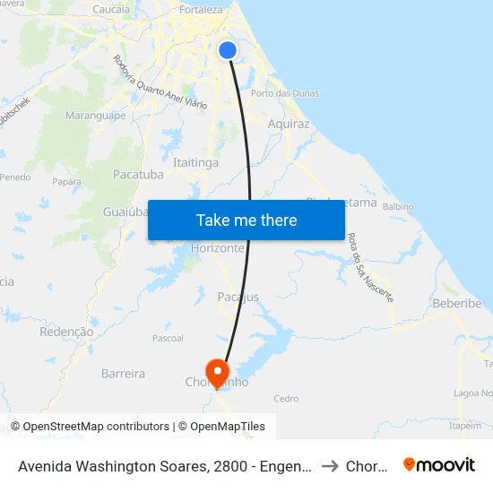 Avenida Washington Soares, 2800 - Engenheiro Luciano Cavalcante to Chorozinho map