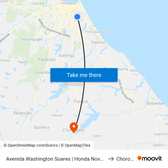 Avenida Washington Soares | Honda Novaluz - Edson Queiroz to Chorozinho map
