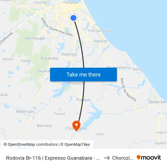 Rodovia Br-116 | Expresso Guanabara - Cajazeiras to Chorozinho map