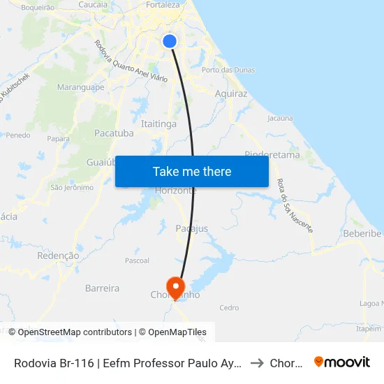 Rodovia Br-116 | Eefm Professor Paulo Ayrton De Araújo - Cajazeiras to Chorozinho map