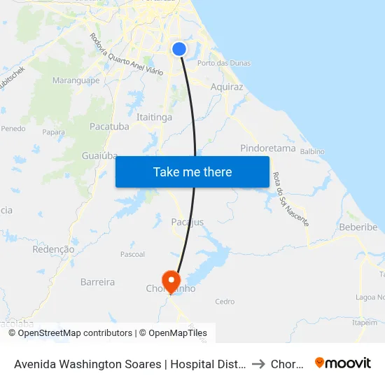 Avenida Washington Soares | Hospital Distrital Gonzaga Mota - Curió to Chorozinho map