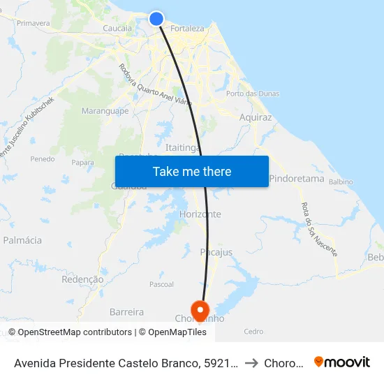 Avenida Presidente Castelo Branco, 5921 - Barra Do Ceará to Chorozinho map