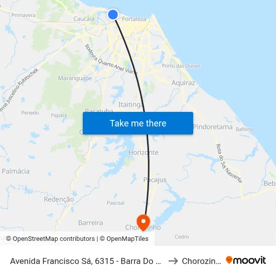 Avenida Francisco Sá, 6315 - Barra Do Ceará to Chorozinho map