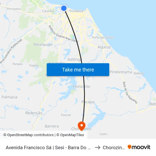 Avenida Francisco Sá | Sesi - Barra Do Ceará to Chorozinho map