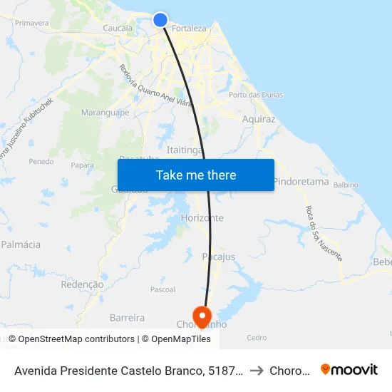 Avenida Presidente Castelo Branco, 5187 - Barra Do Ceará to Chorozinho map