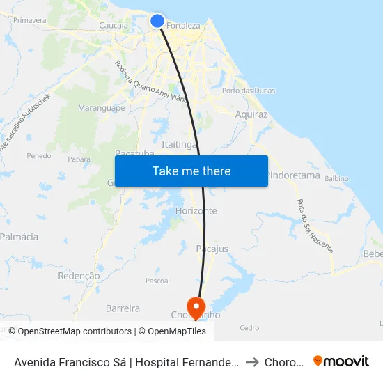 Avenida Francisco Sá | Hospital Fernandes Távora - Floresta to Chorozinho map