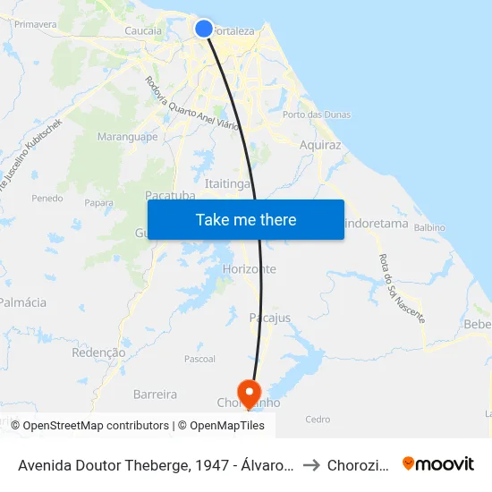 Avenida Doutor Theberge, 1947 - Álvaro Weyne to Chorozinho map