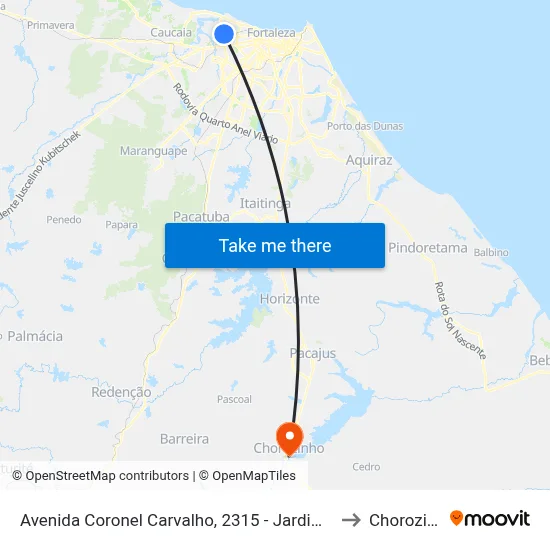 Avenida Coronel Carvalho, 2315 - Jardim Iracema to Chorozinho map