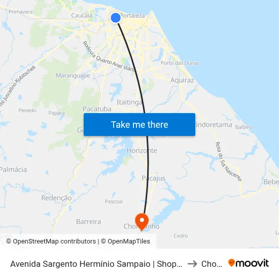 Avenida Sargento Hermínio Sampaio | Shopping Riomar Kennedy - Presidente Kennedy to Chorozinho map